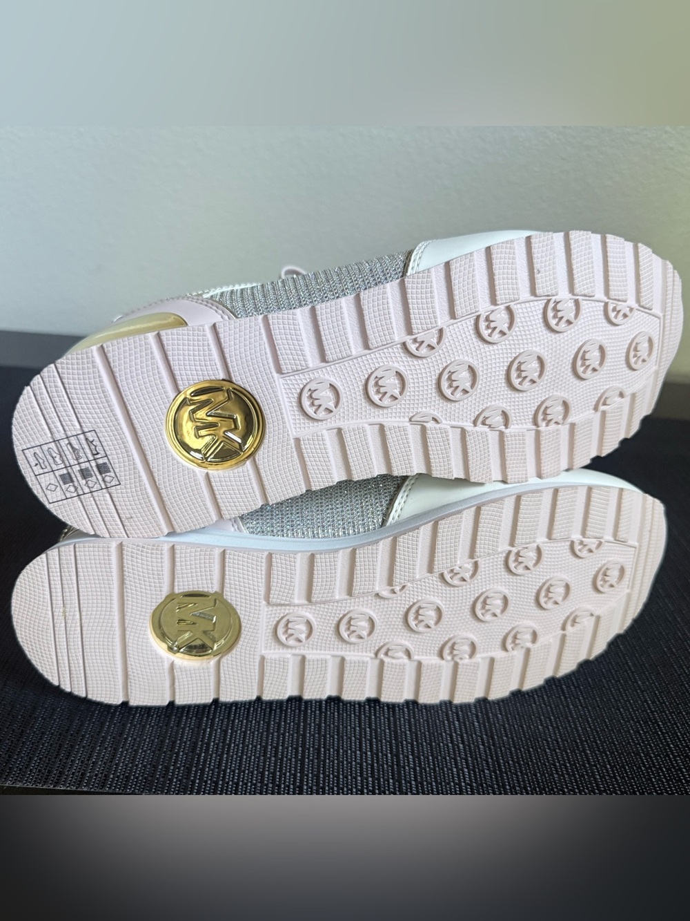 Michael Kors Pink and Silver Knit Lace-Up Sneakers Size 10 - Picture 9 of 9